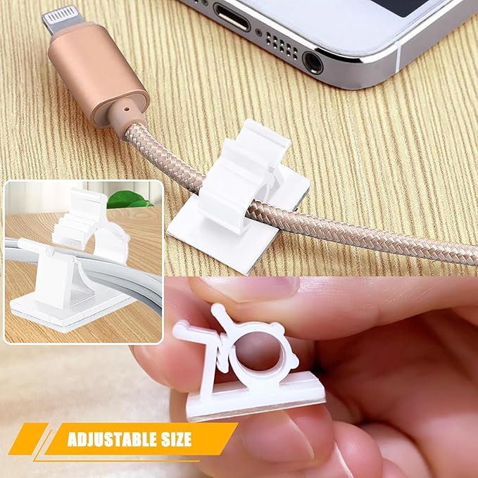 Viaky 30pcs Self-Adhesive Cable Clips-Reusable Adjustable Nylon Bracket Automobile, Indoor and Outdoor Desk Wall Wiring Wire Fixing Management Suitable for Cable Width 0.3''(White)
