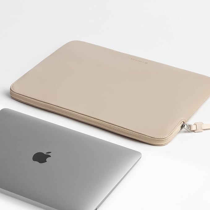 Comfyable Slim Protective Laptop Sleeve Compatible with 13/13.3/14 Inch MacBook Air & MacBook Pro, Mac Travel Case, Laptop Pouch, Slim PU Leather Cover M5/M4/M3/M2/M1 2025-2021, Dark Beige