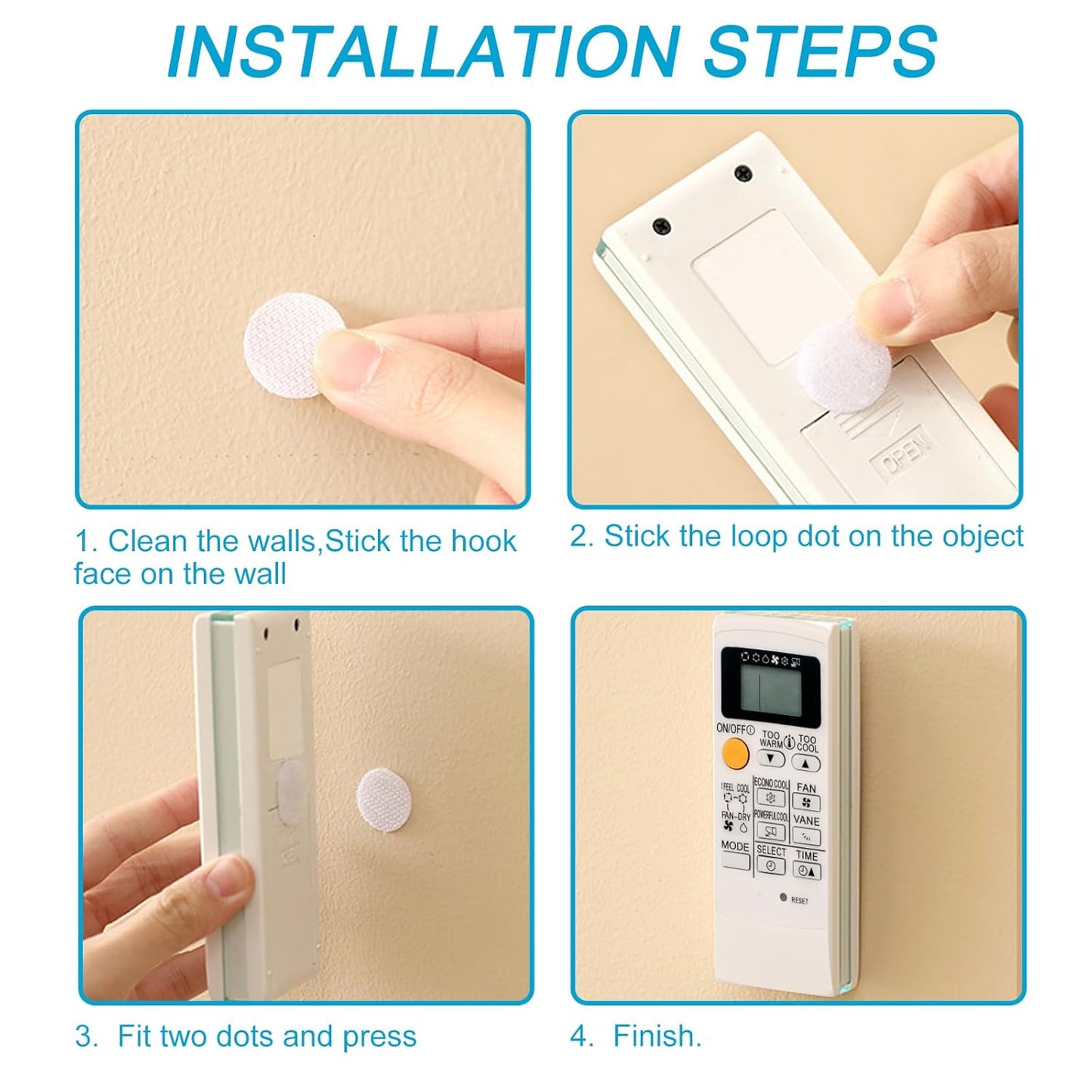 WXBOOM Self-Adhesive Hook and Loop Dots - 4000 Pcs (2000 Pairs) | 0.79in Nylon for Home & Office