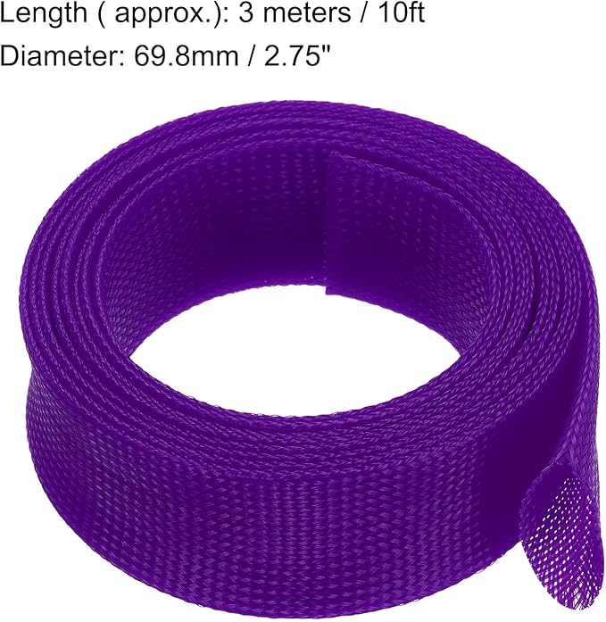 uxcell Expandable Sleeving,2 3/4-inch 10ft Cable Sleeve, Purple