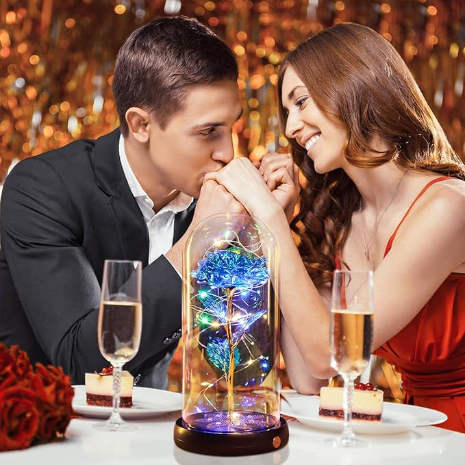 Beferr Birthday Gifts for Women Mom Rechargeable Galaxy Glass Roses Forever Preserved Flowers for Delivery Prime Smart Touch Light Up Rose in Dome Gift for Grandma Sister Wife Her Girlfriends Daughter