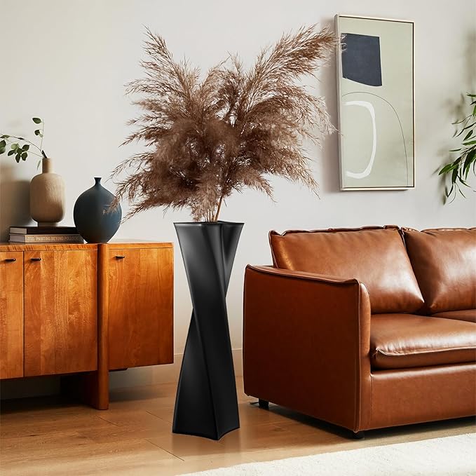 Black Tall Floor Vase 27.5in Resin Black Heart Shaped Vases Perfect for Dry or Faux Flowers Entryway Large Decorative Standing Vase for Living Room Home Corner Indoor Office