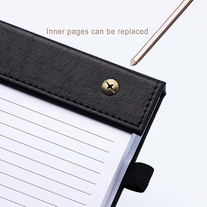 Mogoostry A5 Lined Planning Pads 5.9" x 8" Planner To Do List Memo Note Pads Screw Binding Writing Paperboard Notepad, 100 Sheets per Pack, Black