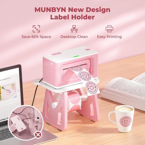 MUNBYN Thermal Label Holder - Versatile Accessory for Rolls & Fanfold Labels | Ideal for Home & Office