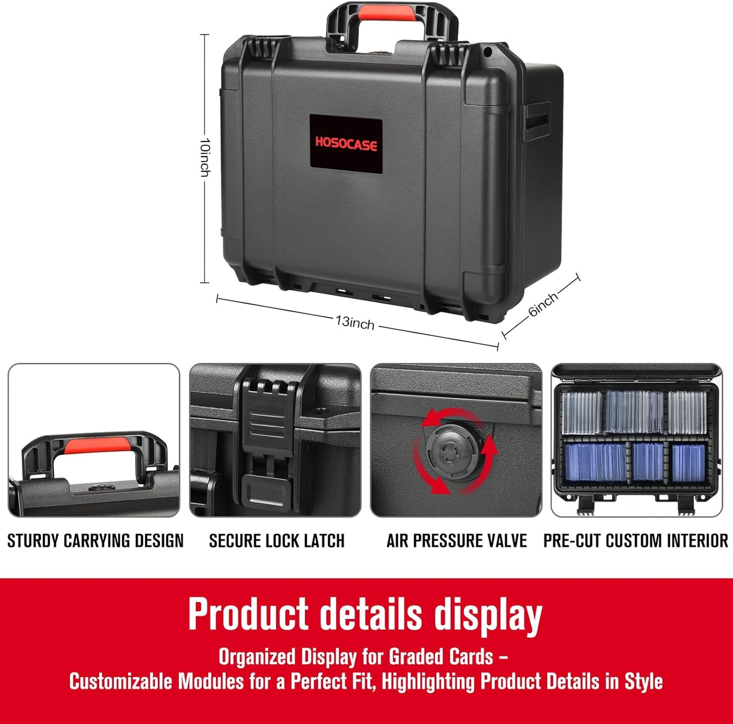 Skiennix Sports Card Storage Box - Waterproof Hard Case with 6 Dividers for 300+ PSA Graded Cards