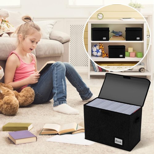 Comic Book Storage Box - Heavy Duty Organizer for 160-180 Comics | 2 Pack, Collapsible, 15.8” x 7.8” x 11.8” (Black)