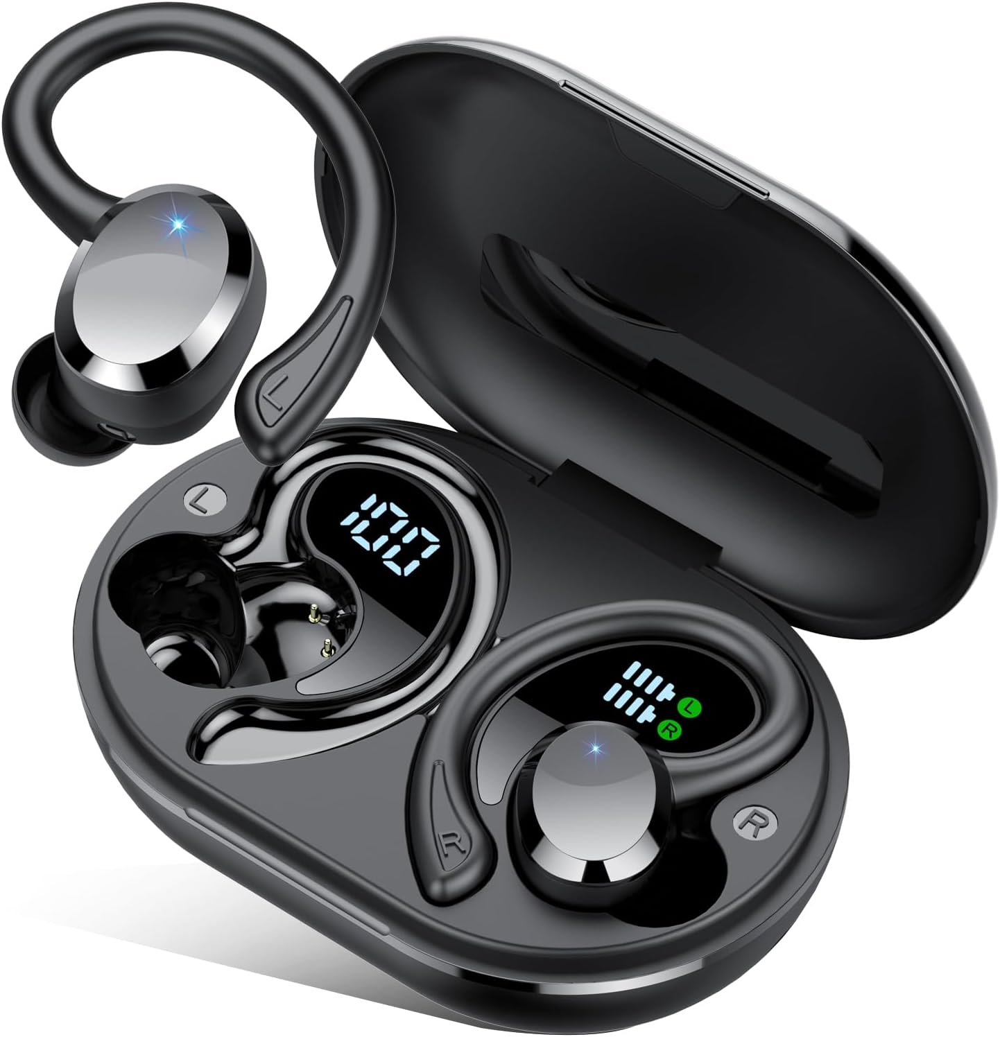 Sprtoybat Bluetooth 5.4 Sports Wireless Earbuds - 68Hrs Playtime, IPX7 Waterproof, Noise Cancelling Mic