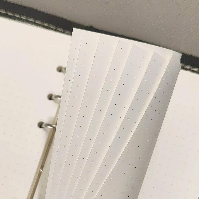A6 Loose Leaf Refill Paper, 171x94mm, 135 Sheets Dot Grid Planner Refills, 6-Ring Binder Compatible, 100GSM Insert Papers for Notebooks, School, Office, College Notes, Journaling & Printing