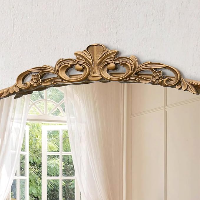 Micasso Vintage Wall Gold Mirror: 32"x24" French Baroque Antique Mirror - Traditional Ornate Decorative Arched for Wall/Bathroom/Entryway/Fireplace/Hallway - Home Decor for Living Room