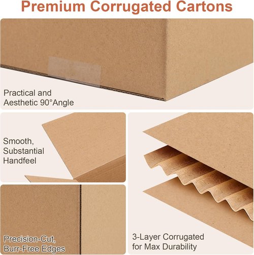 Brown Corrugated Cardboard Boxes - 4 PCS Small Shipping Boxes 4x4x4 Inches for Packing & Moving
