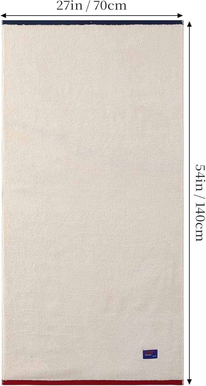 REDKISS 2 Pack Cotton Bath Towels, Soft Absorbent 600 GSM, 27x54 Inch | Quick Dry | Reinforced Stitching | Modern Contrast Border Design | Machine Washable | Bathroom, Gym|Spa & Guest Use | Beige