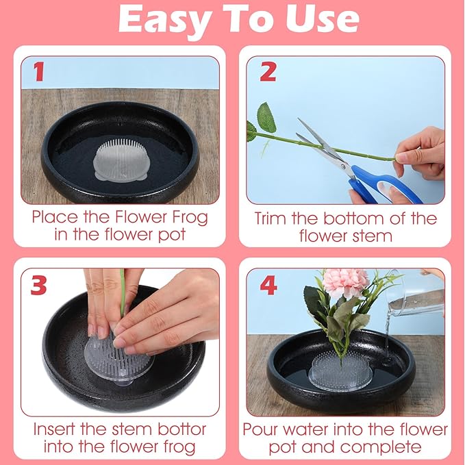 16pcs Plastic Flower Frogs for Arrangements Vase, Frog Flower Holder with Pins, Floral Frogs for Arrangements, Transparent Pin Frog for Flowers, for Wedding/Party Decor(2.75" Diameter)