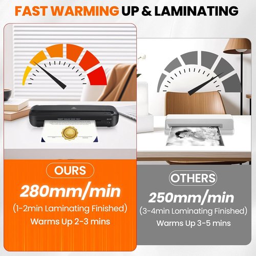 CAREGY 9-Inch Thermal Laminator Machine - Easy Document & Photo Lamination for Home & Office - Black