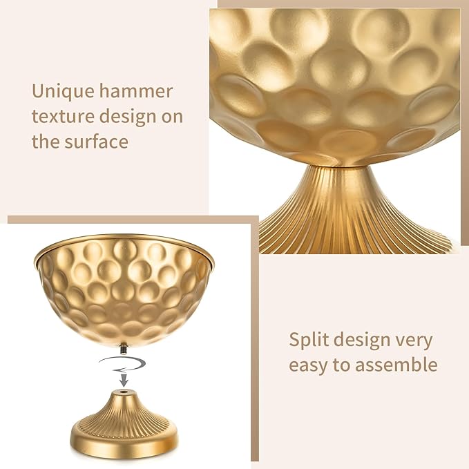 Sziqiqi Gold Metal Vases for Centrepiece: 6.1in 10Pcs Bulk Bowl Compote Vase for Wedding Flower Decorations - Flower Arrangements Table Vase Plant for Weddings Party Anniversary