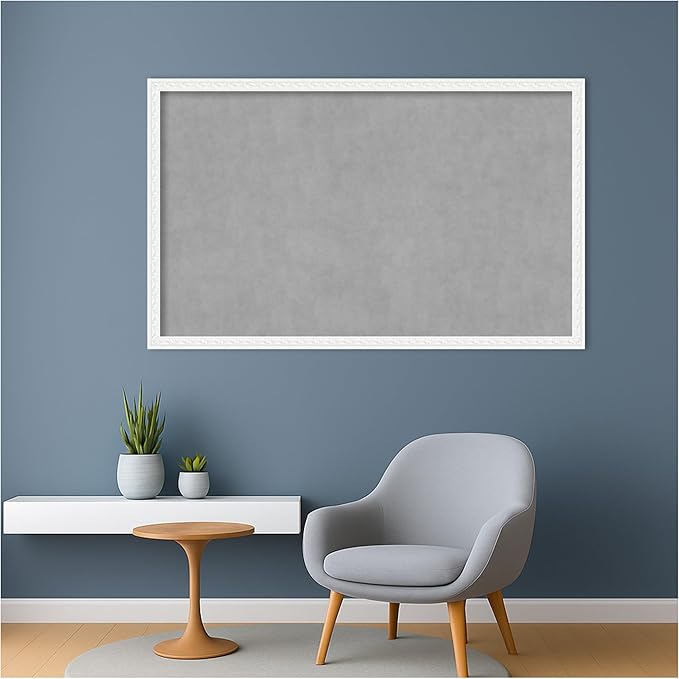 Amanti Art White Framed Magnetic Board 26x42 Large Vision Board for use with Magnets, 100% Metal Sheet to Display Items as Office Decor or for Home Organization in mudroom, Kitchen or Kids Room