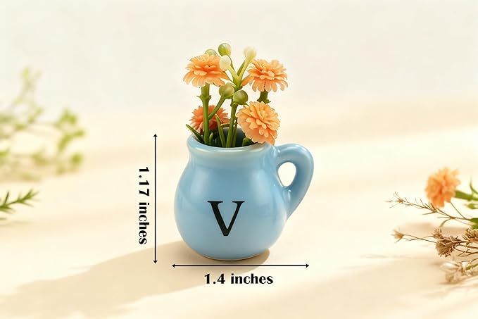 Vase Magnets for Refrigerator, Set of 4 Love Mini Ceramic Vases with Faux Flowers, Gift for Valentine's Day, Anniversary, Mother's Day, Housewarming for Her/Him/Mom