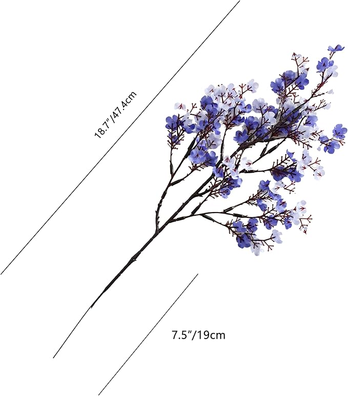 Mandy's Shades of Blue Artificial Baby’s Breath European Flowers 6 Bundles Silk Gypsophila with Bendable Stems for Fall Thanksgiving & Christmas Centerpiece Wedding Decor and Table Arrangements