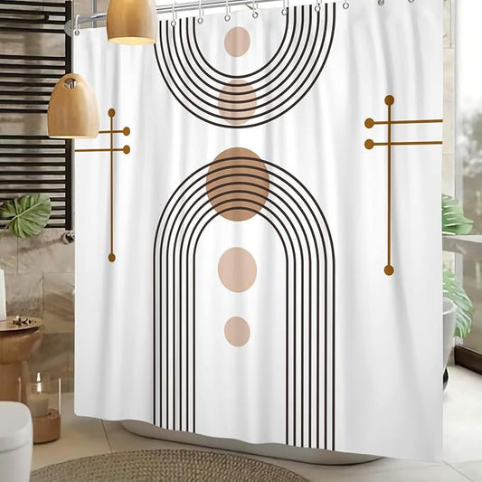Mid Century Boho Shower Curtain Abstract Arch Sun Rainbow Modern Minimalist Geometric Aesthetic Shower Curtains for Polyester Fabric Bathroom Decorations 72x78 inch