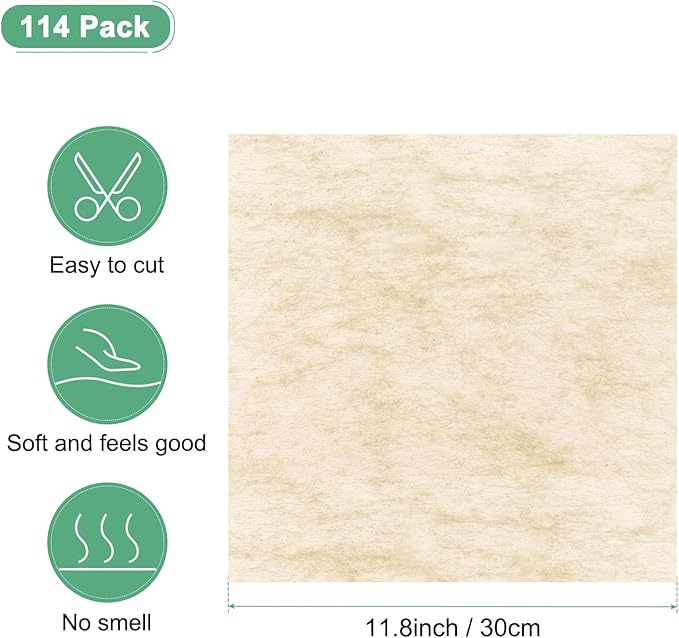 M METERXITY 114-Sheet Korean Cotton Wrapping Flower Paper, 11.8 Inch/ 30cm Waterproof Floral Wrapping Cotton Paper for Bouquets/Gift Packaging [Khaki]