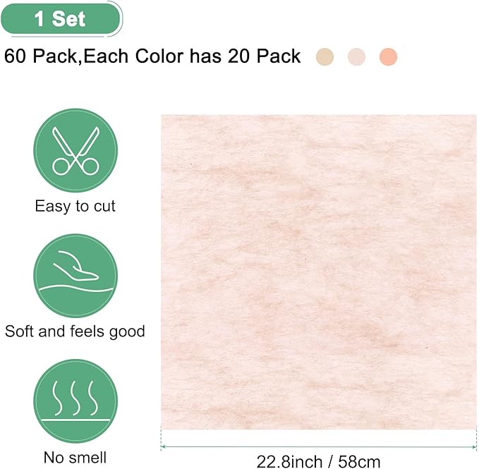 M METERXITY 60-Sheet Korean Cotton Wrapping Flower Paper, Waterproof Floral Wrapping Cotton Paper for Bouquets/Gift Packaging [Brown,Pink,Rose Red]