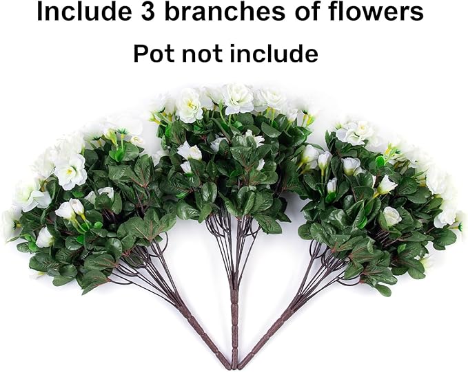 Ivydale Artificial Fake White Flowers Plants for Outdoor Outside Winter Christmas, Faux Silk Camellia UV Resistant Realistic for Front Door Porch Patio Balcony Garden Yard Decor, 3 Large Bundles