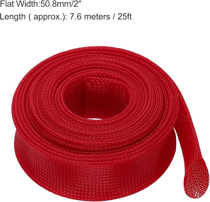 uxcell Expandable Sleeving, 2-inch 25ft Cable Sleeve, Red