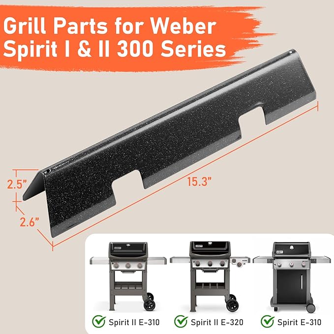 Spirit 2 e310 Grill Parts, 15.3" Flavorizer Bars for Weber GS4 Spirit II 300, Spirit E-310,S-310 320 Spirit 300 Series Grills with Front Mount Control, Porcelain-enameled Flavor Bars forWeber Spirit 2