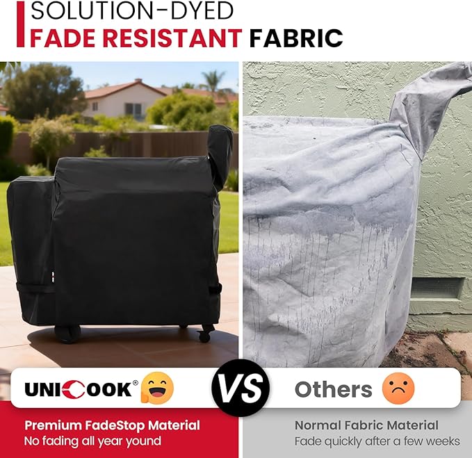 Unicook Grill Cover Compatible with Traeger Pro 34 Series, Texas Elite 34, Century 34, and Pro 780 Pellet Grills, Heavy Duty Waterproof Full-Length Outdoor BBQ Smoker Cover, All-Season Protection