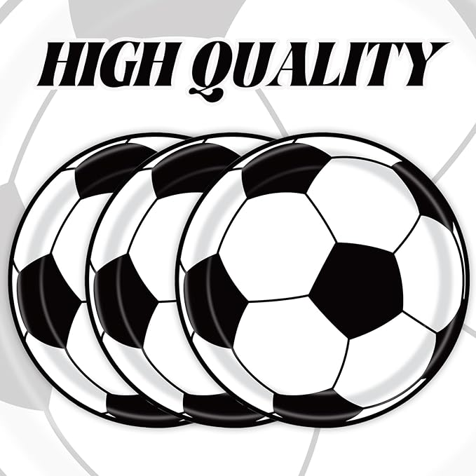 50PCS Soccer Party Paper Plates 7 Inch, Disposable Soccer Birthday Party Supplies Cake Dessert Plates for Birthday Baby Shower Sports Theme Decorations (Soccer)
