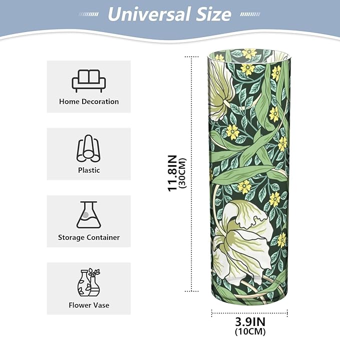 Vase Plastic Vase Elegant Cylinder Flower Vase Shatterproof Decorative Centerpiece for Home Table Office Weddings Events (11.8 x 3.9 in)