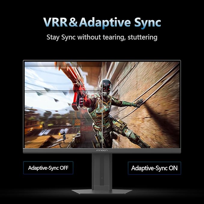 INNOCN 24.5" Monitor 1920 x 1080p 240Hz 1ms Gaming PC Computer IPS Display HDR400 HDMI, DisplayPort, Height/Pivot Adjustable Stand, Mountable, Black - 25G2H Plus