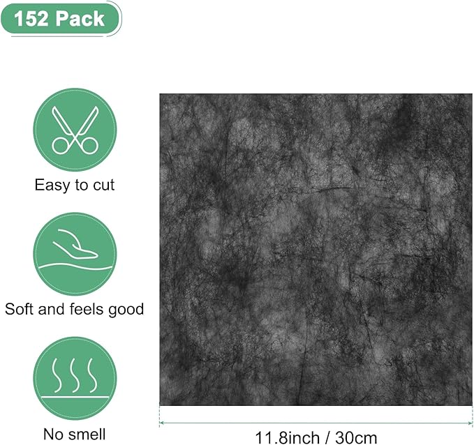 M METERXITY 152-Sheet Korean Cotton Wrapping Flower Paper, 11.8 Inch/ 30cm Waterproof Floral Wrapping Cotton Paper for Bouquets/Gift Packaging [Black]