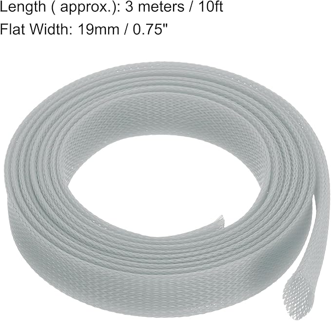 uxcell Expandable Sleeving,1 3/16-inch 10ft Cable Sleeve, Gray