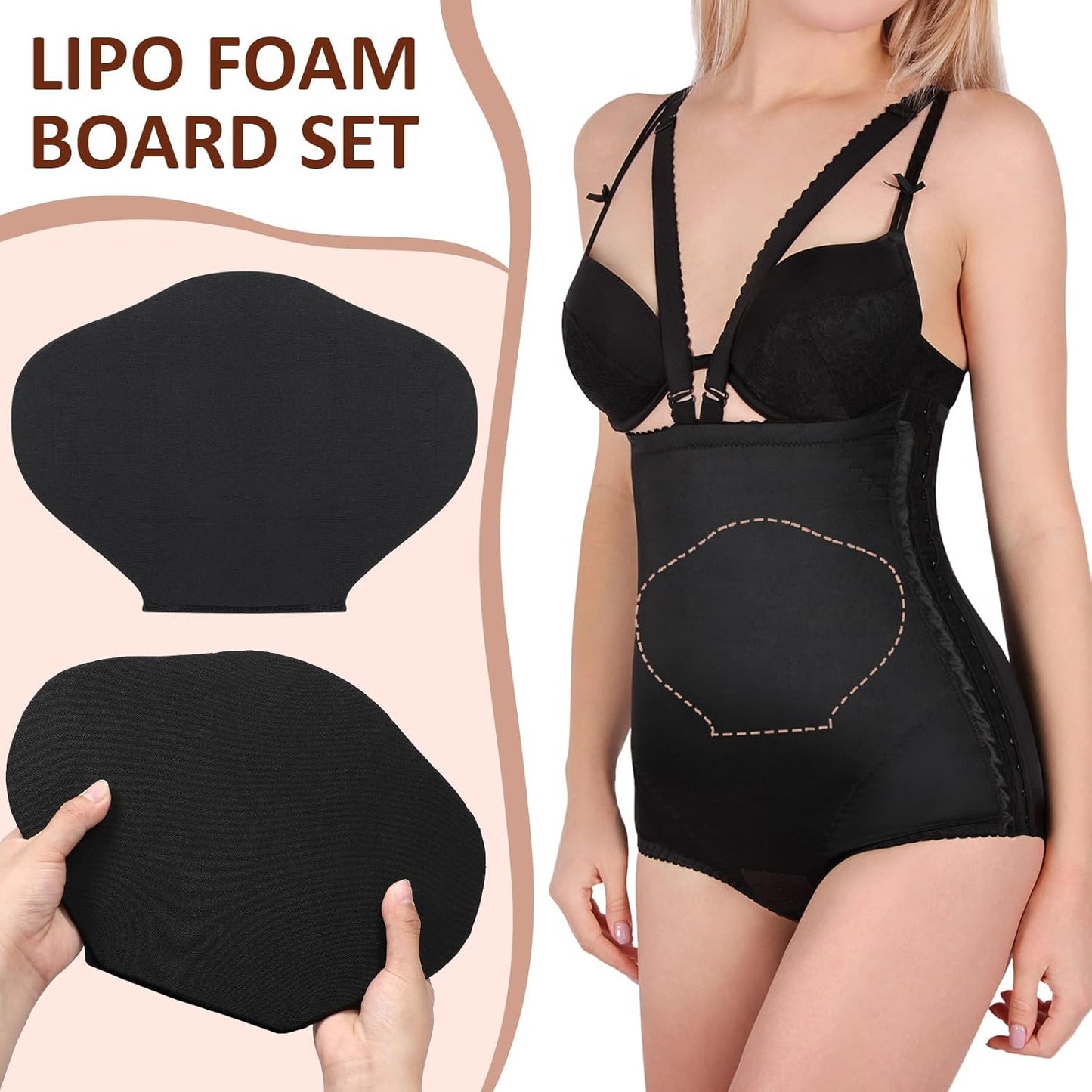 TrelaCo Lipo Foam Board Set - 6 Pcs BBL Lumbar Molder & Compression Ab Board | Black & White