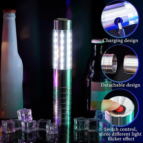 Civaner LED Strobe Bottle Service Lights - Rechargeable Handheld Flashing Signs for Parties | 4 Pcs Set