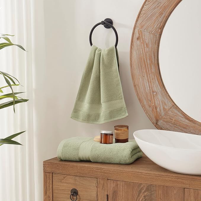 COZYART Sage Green Hand Towels for Bathroom 4 Pcs, 13x30 Cotton Guest Hands Towel Set Super Soft Absorbent Durable 650 GSM for Daily Use