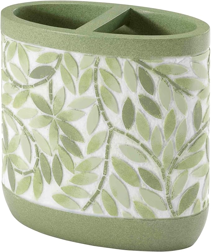 Avanti Linens - Bath Set, 2pc Countertop Accessories, Resin Toothbrush Holder & Lotion Pump (Stratford Collection, Green)