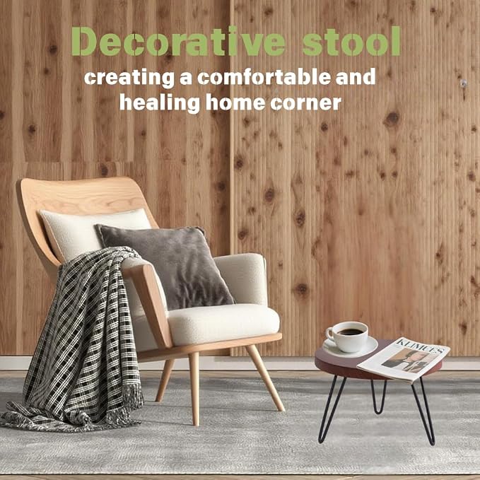 Plant Stands Indoor, Mid Century Wood Planter Stand with Metal Legs, Fits 5 to 13 Inches Pots, Stable Wood Single Small Plant Stool for Living Room, Balcony, Office