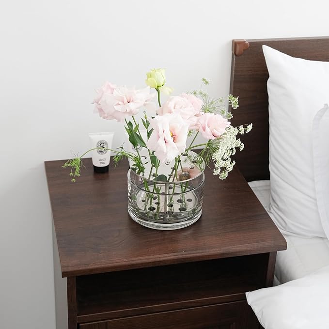 Ikebana Vase – Round Medium, Stainless Steel Stand, Luxury Modern Decorative Vase for Home, Table Centerpiece, Office