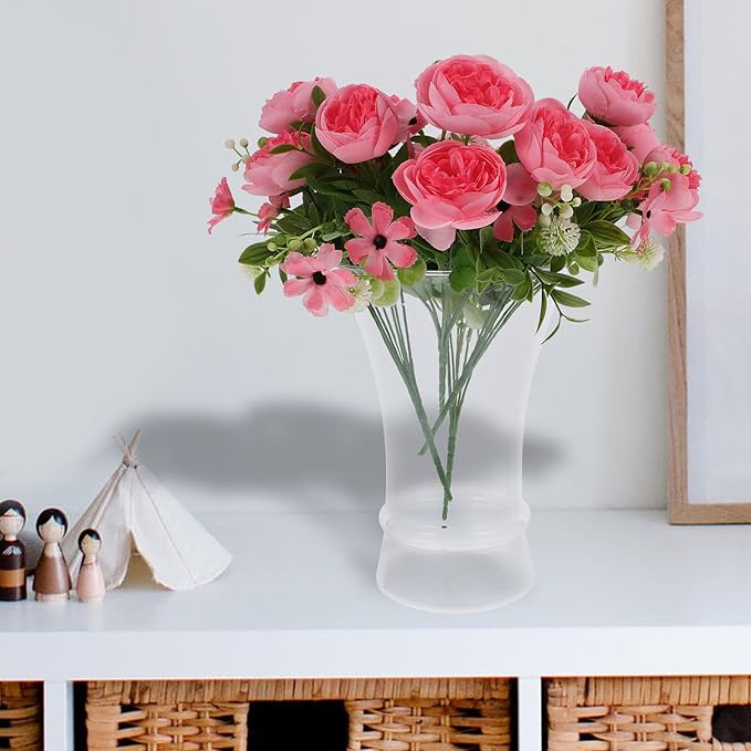 TIDTALEO Plastic Flower Vase for Desktop Decoration Shatterproof Dried Floral Vase with Compact Lightweight Design Modern Minimalist Style for Office and Home Table Ornament