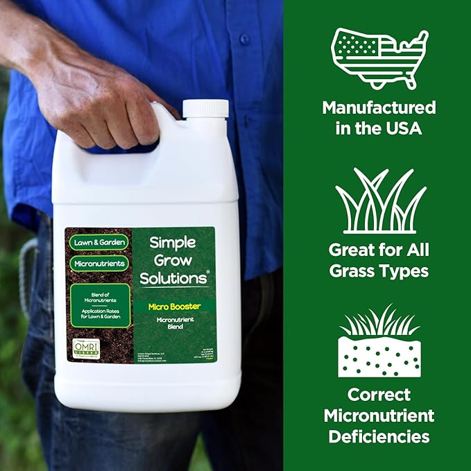 Organic Micronutrient Booster Lawn Fertilizer - Simple Grow Solutions- Garden & Lawn Fertilizer- Grower, Gardener- Liquid Food for Grass, Tomatoes, Flowers, Vegetables (1 Gallon)