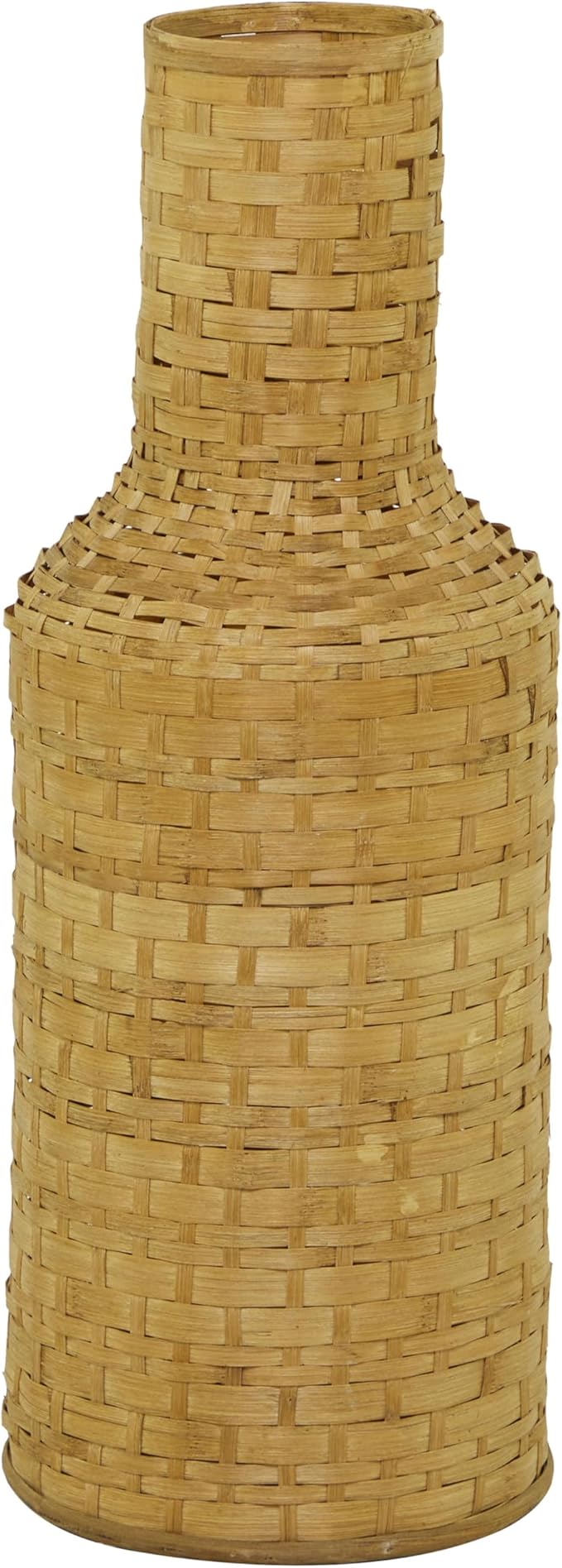 Deco 79 Bamboo Wood Decorative Vase Tall Woven Floor Centerpiece Vase, Vase for Home Decoration 8" x 8" x 22", Brown