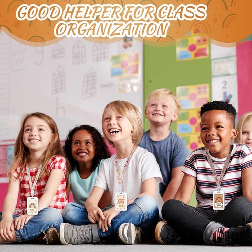 Ctosree Rainbow Hall Pass Lanyards Set - Unbreakable PVC Teacher Supplies for Classroom | 8 Pieces