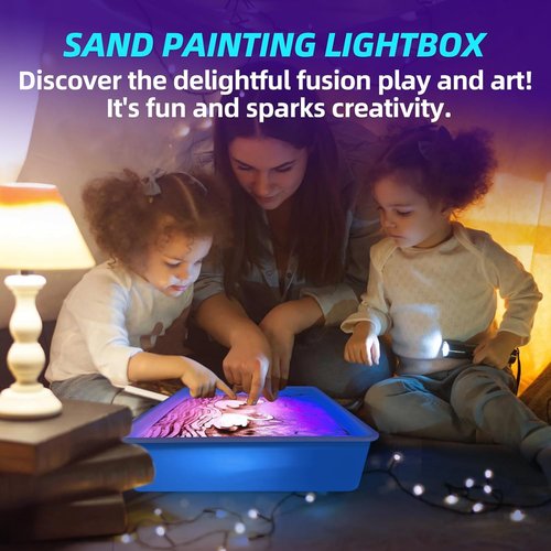 Skiennix 16" Portable Sand Painting Light Box - Bright LED Drawing Table with 3 Color Modes & 10 Levels for Kids, Adults, Autism Therapy (Purple)