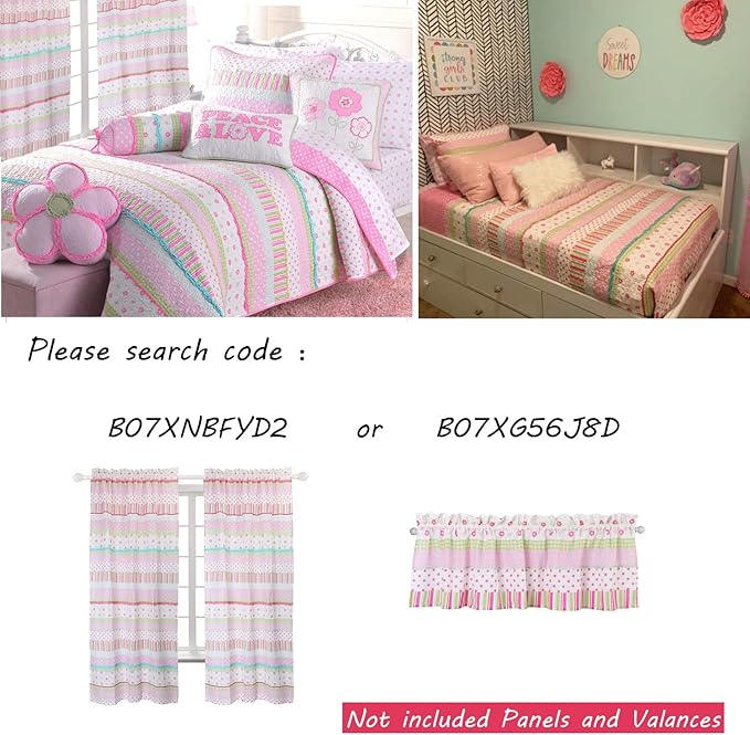 Cozy Line Home Fashions Pink Greta Pastel Polka Dot Flower Girl 100% Cotton Reversible Quilt Bedding Set, Coverlet, Bedspread (Greta Pastel, Twin - 5 Piece: 1 Quilt + 1 Sham + 3 Decor Pillows)