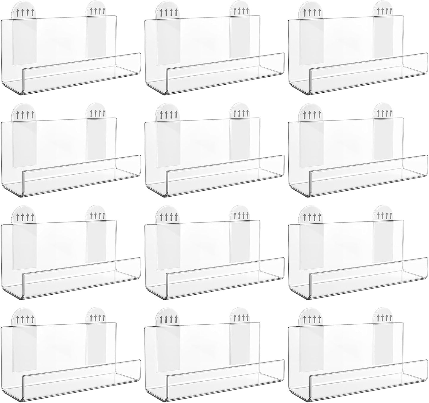 Skiennix Vinyl Record Holder - 12Pcs Adhesive Clear Acrylic Floating Shelves for Wall | Invisible Design