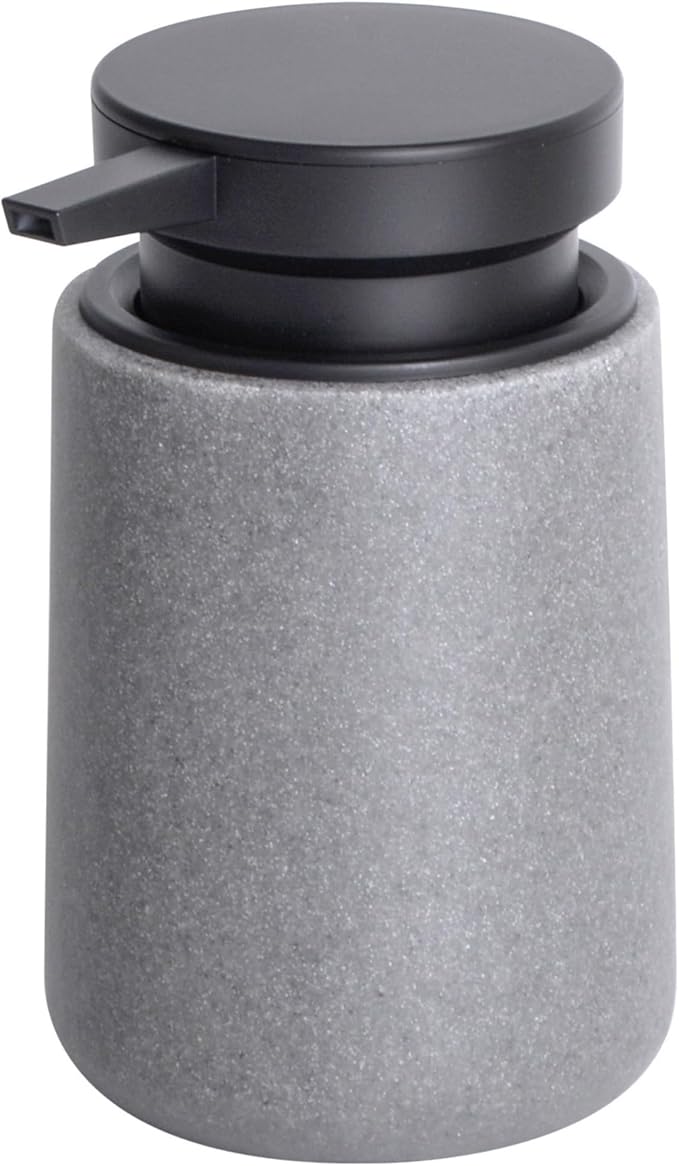 Clasin Home Liquid Soap Dispenser with Easy-to-Press Pump, 10 oz Refillable Hand Soap Dispenser with Extended Spout for Bathroom Kitchen Dish Lotion, Modern Stone Texture (Gray)