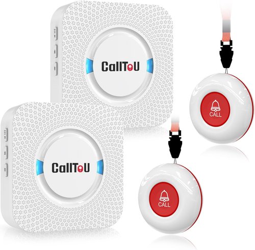 CallToU Wireless Caregiver Pager - Smart Call System with 2 SOS Buttons & 2 Receivers | 500+ Feet Range