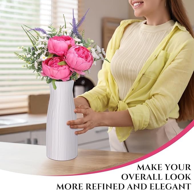 Zeyune 50Pcs Wedding Artificial Peonies 4Inch Fake Silk Peony Faux Peonies Artificial Valentine Flowers Bulk Rose Flowers Heads for Valentine Decoration Vintage Wedding Home Office(Hot Pink)