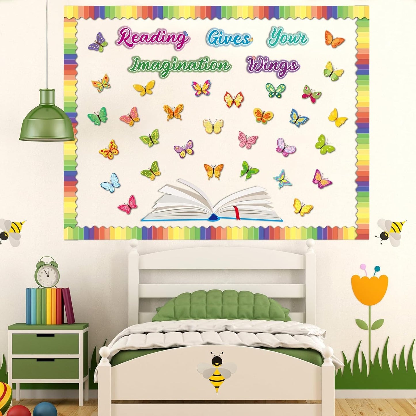 Skiennix Reading Bulletin Board Decorations Set - Spring Butterfly Cutouts for Classroom | Imagination-Inspiring Decor